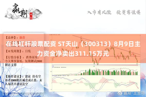 在线杠杆股票配资 ST天山（300313）8月9日主力资金净卖出311.15万元