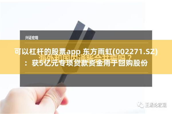 可以杠杆的股票app 东方雨虹(002271.SZ)：获5亿元专项贷款资金用于回购股份