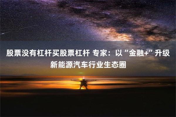 股票没有杠杆买股票杠杆 专家：以“金融+”升级新能源汽车行业生态圈