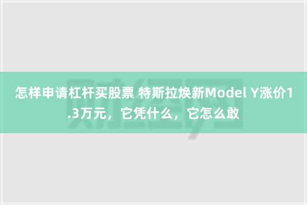 怎样申请杠杆买股票 特斯拉焕新Model Y涨价1.3万元，它凭什么，它怎么敢