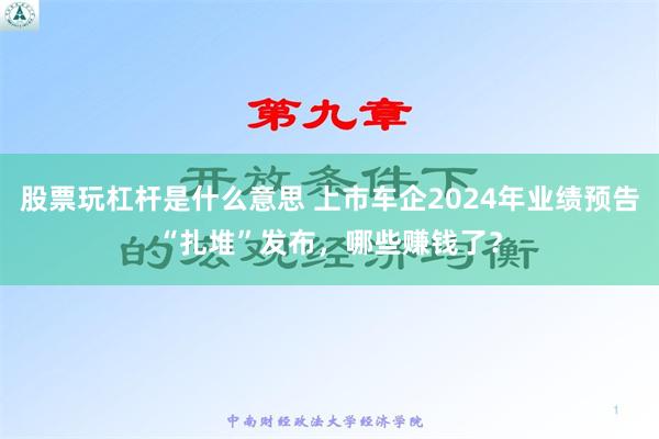 股票玩杠杆是什么意思 上市车企2024年业绩预告“扎堆”发布，哪些赚钱了？